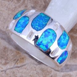 טבעת כסף 925 משובצת אופל כחול