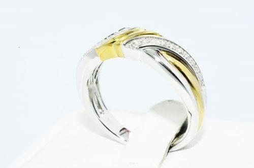 טבעת כסף 925 וציפוי זהב בשיבוץ יהלומים לבנים 06. קרט ניקיון: sl1 מידה: 10.25