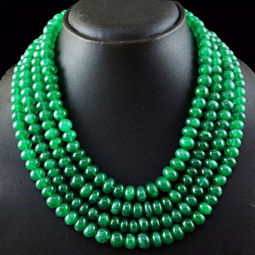 שרשרת 4 שורות אמרלד איזמרגד ברקת Emerald משקל: 1250 קרט סוגר: רקמה קצר \ ארוך