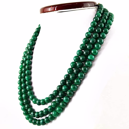שרשרת 3 שורות אמרלד איזמרגד ברקת Emerald במשקל: 867 קרט סוגר: רקמה קצר \ ארוך