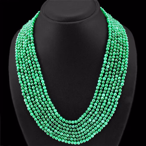 שרשרת 7 שורות אמרלד איזמרגד ברקת Emerald במשקל: 572 קרט סוגר: רקמה קצר\ ארוך