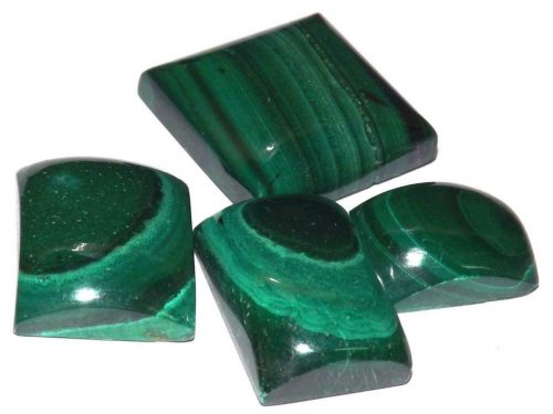 מלכית 4 יחידות Malachite מלוטש לשיבוץ ליטוש מרובע או מלבן במשקל: 75.70 קרט