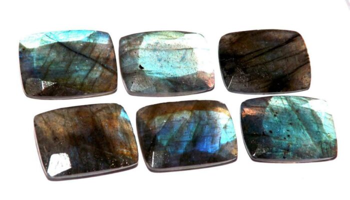 לברדורייט Labradorite מלוטש לשיבוץ - אפריקה 6 יחידות במשקל: 53.35 קרט