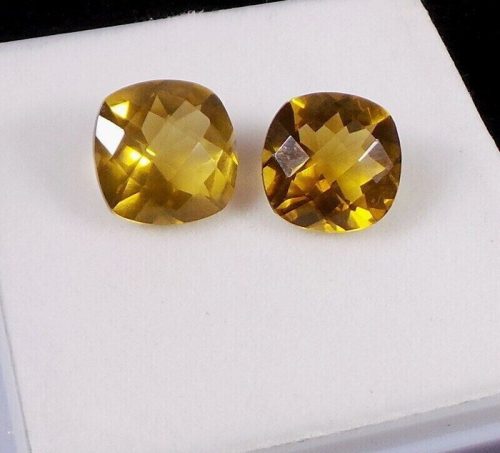 זוג סיטרין Citrine מלוטש לשיבוץ + תעודה במשקל: 13.50 קרט