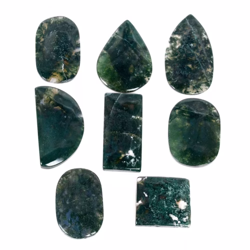 מוס אגט Agate מלוטש לשיבוץ במשקל: כ 58 קרט מידה: 28-50 מ"מ