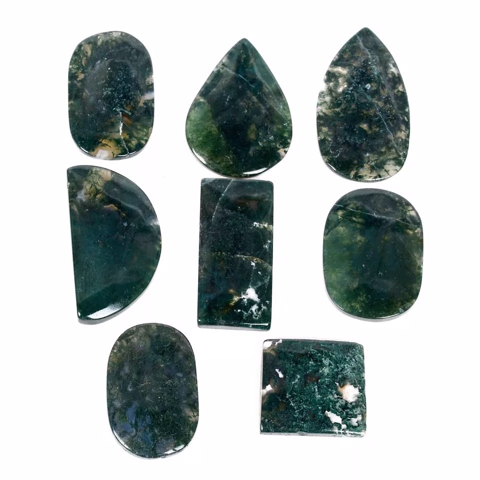 מוס אגט Agate מלוטש לשיבוץ במשקל: כ 58 קרט מידה: 28-50 מ"מ