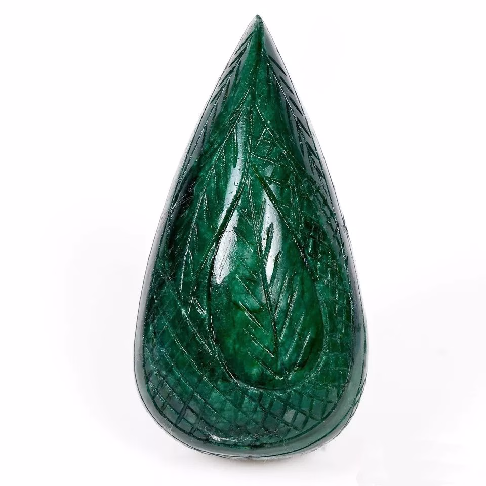 אמרלד אזמרגד ברקת Emerald מלוטש טיפה ברזיל מעוטר במשקל: 720 קרט מידה: 76x40x31 מ"מ