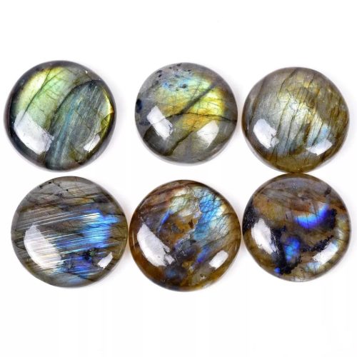 לברדורייט Labradorite מלוטש לשיבוץ עגול קוטר: 25-27 מ"מ במשקל: כ 45 קרט