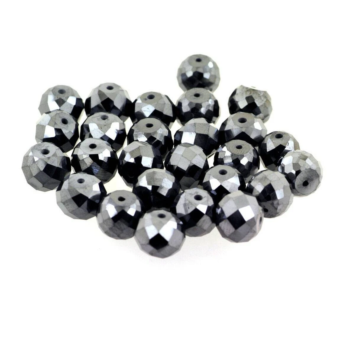 10 יחידות חרוזי יהלום שחור Natural diamond מידה: 4 מ"מ במשקל: 4.3 קרט